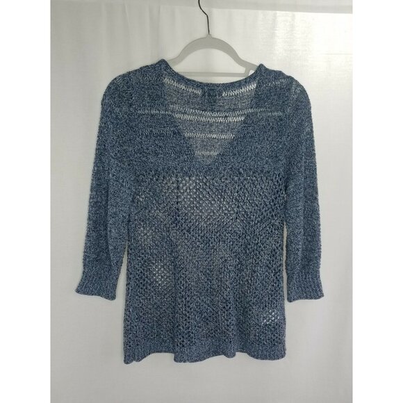Eddie Bauer Women's Small Sweater Knit Blue V Neck - Picture 2 of 7